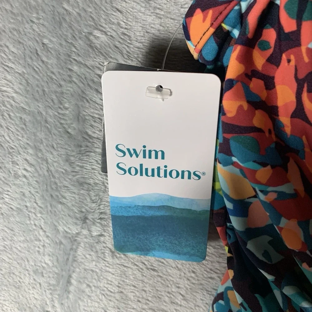 Swim Solutions Women's Swimsuit 10 One Piece‎ Surplice Neck Ruched Animal Tummy - Picture 4 of 9